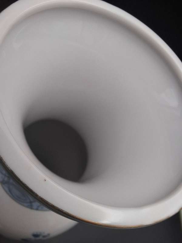 Vintage White Oriental Baluster Vase with Blue Flowers and Gilding - superb condition - 36cm high