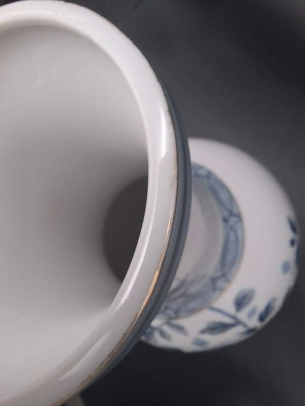 Vintage White Oriental Baluster Vase with Blue Flowers and Gilding - superb condition - 36cm high
