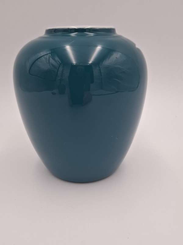 Genuine Imperial Imari Vase - Made in Japan - Teal with Pink Iris - exquisite - 13.5cm high