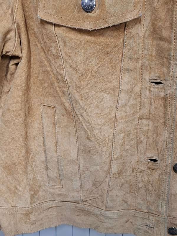 Vintage Suede Jacket Fur Collar - Ladies Size S - great cut