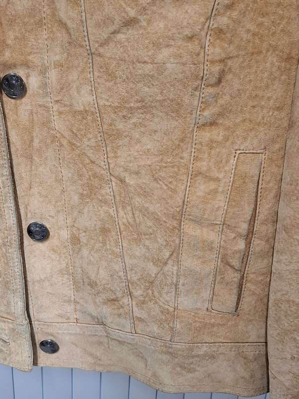 Vintage Suede Jacket Fur Collar - Ladies Size S - great cut