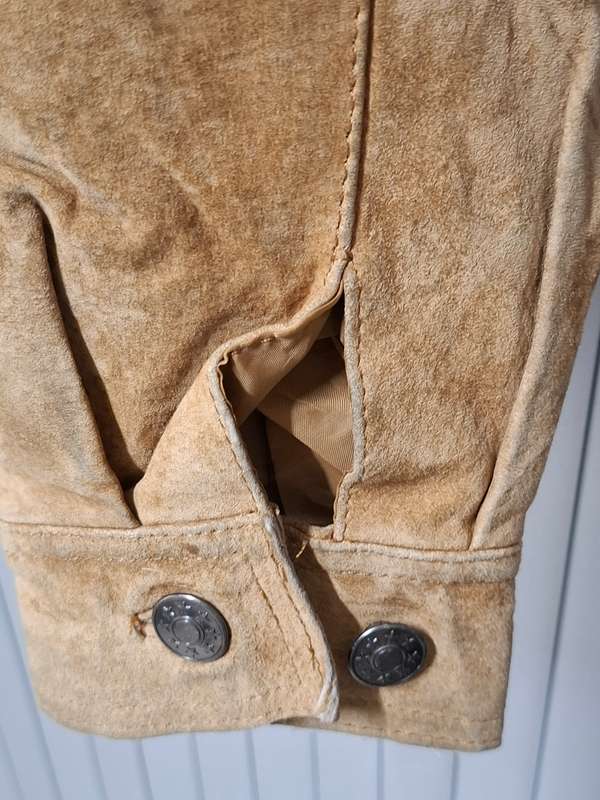 Vintage Suede Jacket Fur Collar - Ladies Size S - great cut