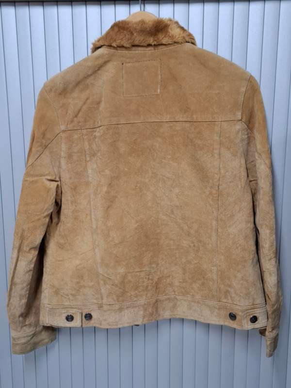 Vintage Suede Jacket Fur Collar - Ladies Size S - great cut