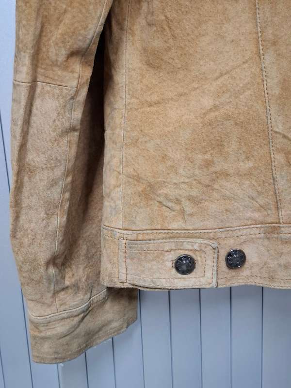 Vintage Suede Jacket Fur Collar - Ladies Size S - great cut
