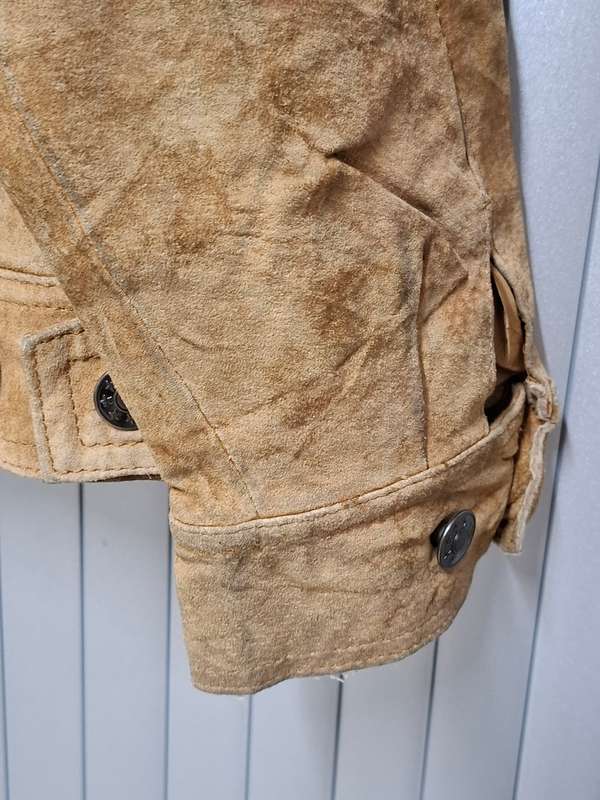 Vintage Suede Jacket Fur Collar - Ladies Size S - great cut