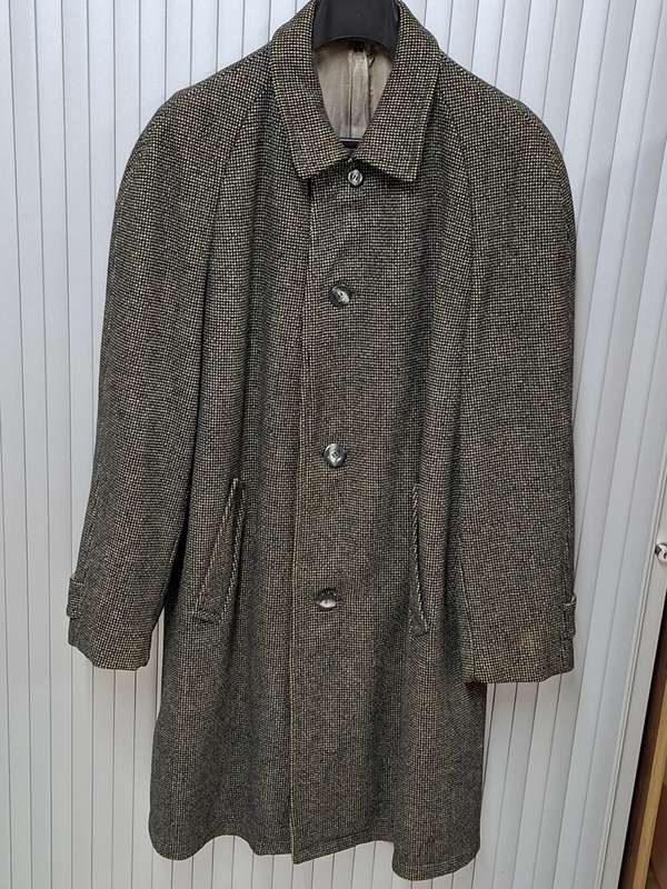 Vintage Black and Ivory Speckled Men's Winter Coat - Pure Wool - Rare Vintage fabric