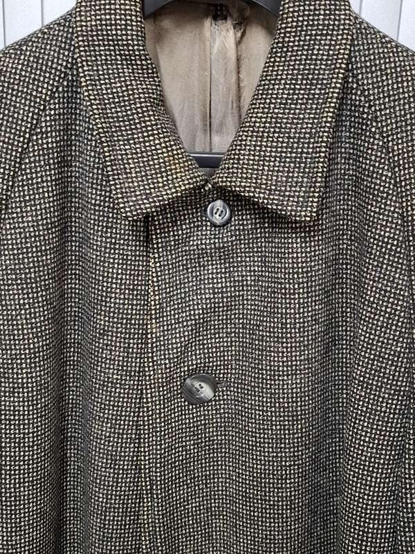 Vintage Black and Ivory Speckled Men's Winter Coat - Pure Wool - Rare Vintage fabric