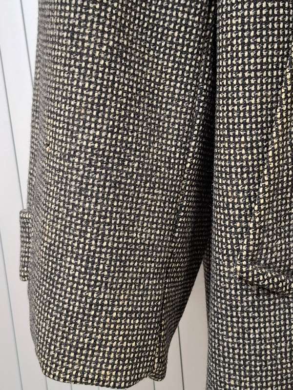 Vintage Black and Ivory Speckled Men's Winter Coat - Pure Wool - Rare Vintage fabric
