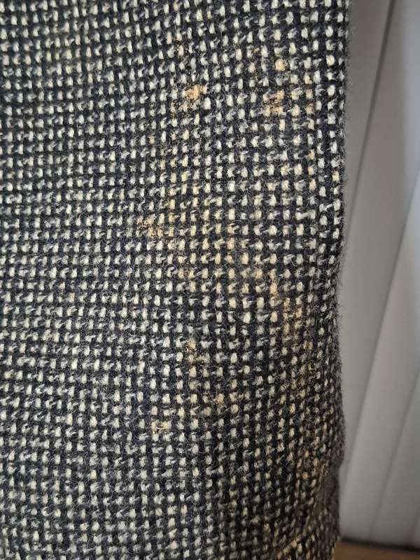 Vintage Black and Ivory Speckled Men's Winter Coat - Pure Wool - Rare Vintage fabric