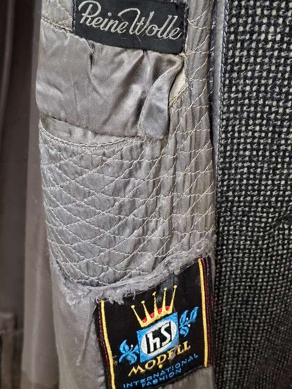 Vintage Black and Ivory Speckled Men's Winter Coat - Pure Wool - Rare Vintage fabric