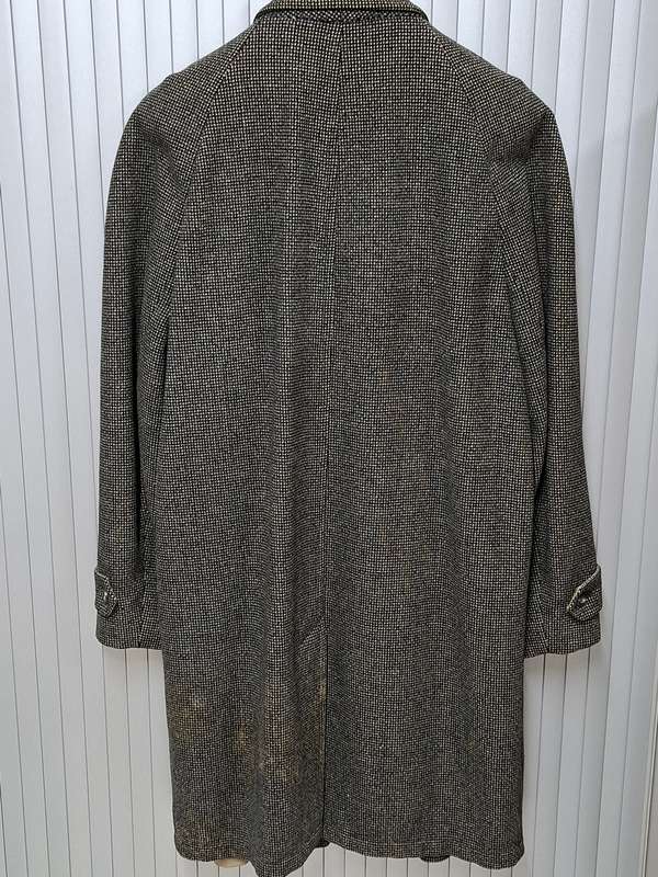 Vintage Black and Ivory Speckled Men's Winter Coat - Pure Wool - Rare Vintage fabric