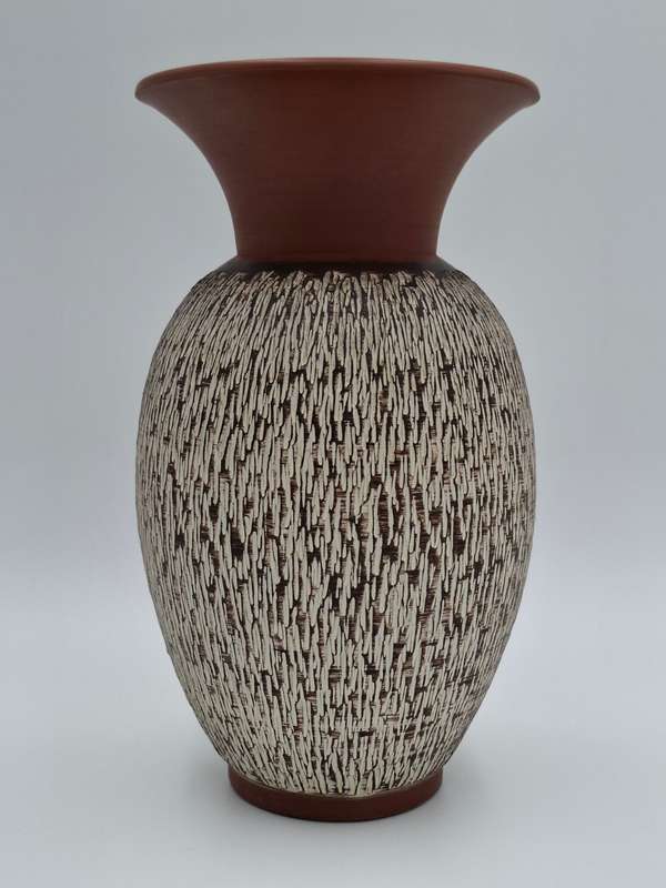 Vintage Mid Century Handmade West German Pottery vase with sgrafitto detail - excellent condition