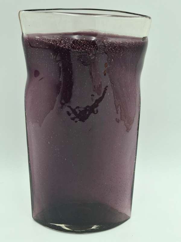 Exquisite Purple Handblown Glass Pillow Shape Vase - 30cm high
