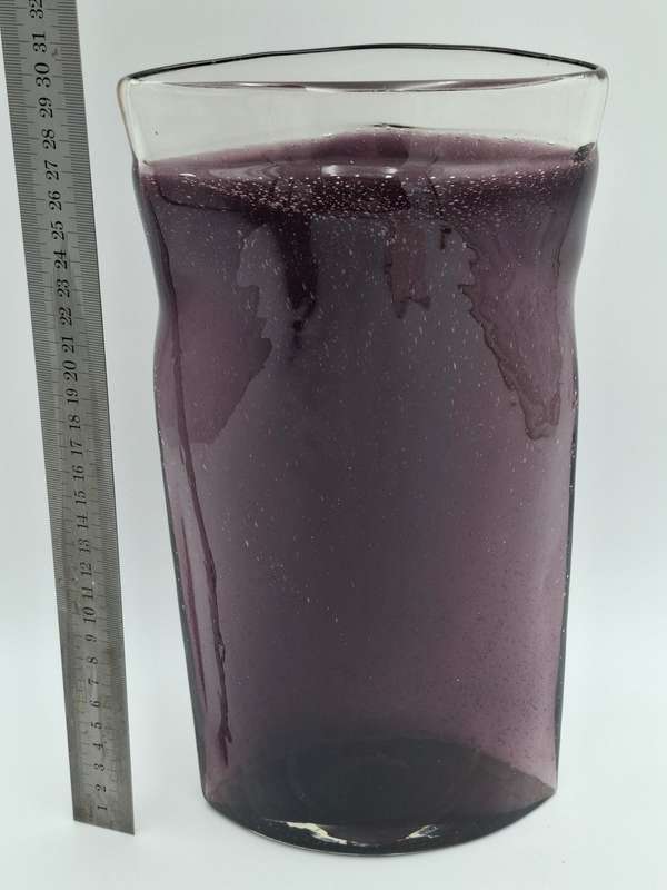 Exquisite Purple Handblown Glass Pillow Shape Vase - 30cm high