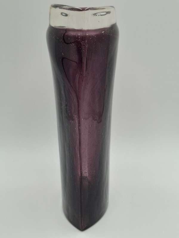 Exquisite Purple Handblown Glass Pillow Shape Vase - 30cm high