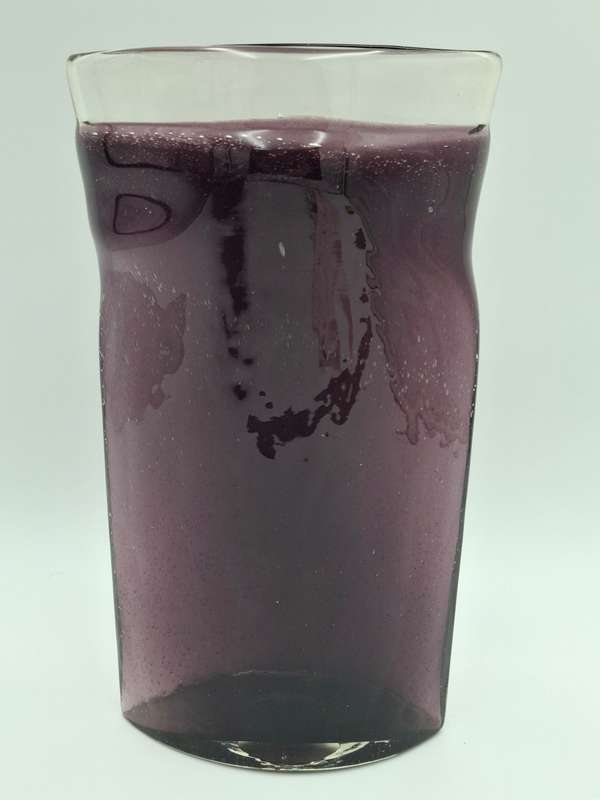 Exquisite Purple Handblown Glass Pillow Shape Vase - 30cm high