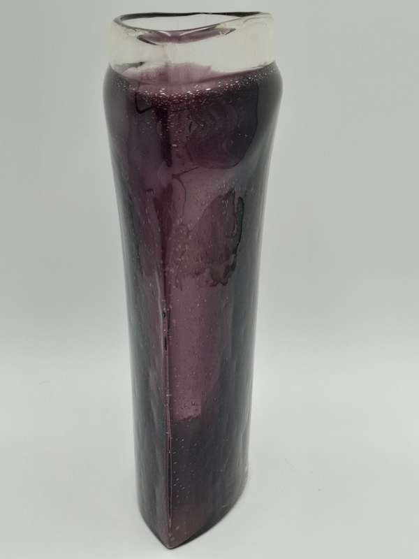 Exquisite Purple Handblown Glass Pillow Shape Vase - 30cm high