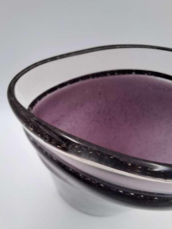 Exquisite Purple Handblown Glass Pillow Shape Vase - 30cm high