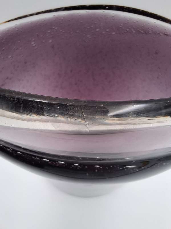 Exquisite Purple Handblown Glass Pillow Shape Vase - 30cm high