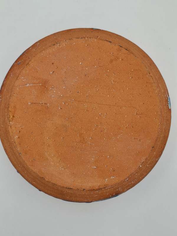 Gorgeous !! Clay Terracotta Serving Bowl with Lid - Cobalt Blue Inner Glazing & Beautifull Exterior