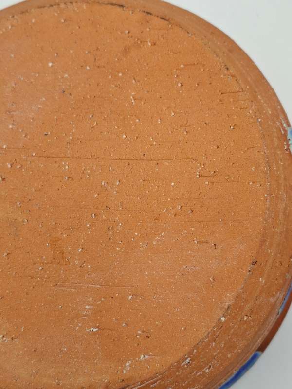 Gorgeous !! Clay Terracotta Serving Bowl with Lid - Cobalt Blue Inner Glazing & Beautifull Exterior