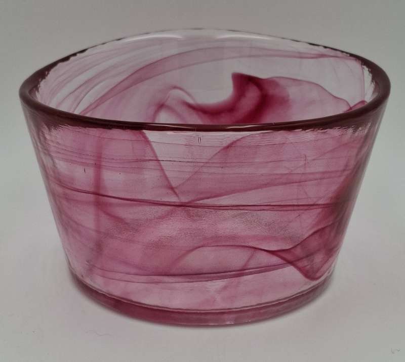 Vintage 1970's Kosta Boda Swirl Pink Glass Bowl handmade in Sweden by famous Ulrica Hydman Vallien