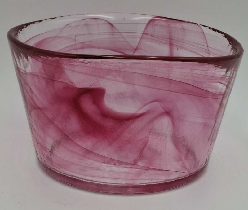 Vintage 1970's Kosta Boda Swirl Pink Glass Bowl handmade in Sweden by famous Ulrica Hydman Vallien
