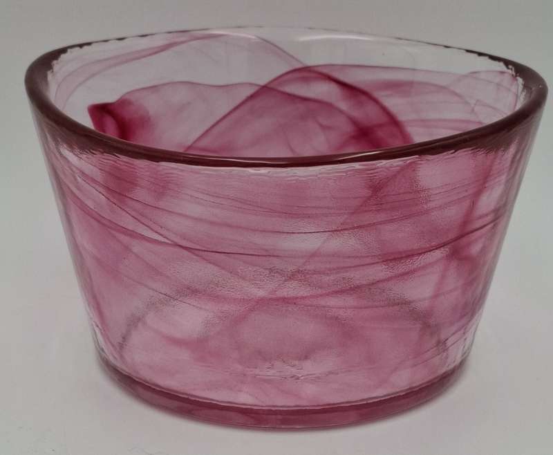 Vintage 1970's Kosta Boda Swirl Pink Glass Bowl handmade in Sweden by famous Ulrica Hydman Vallien