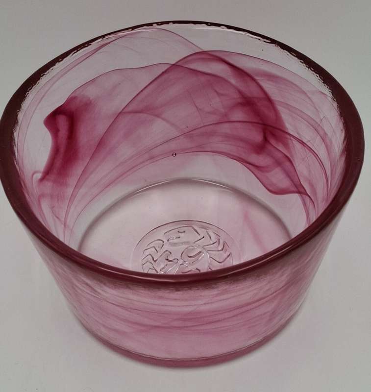 Vintage 1970's Kosta Boda Swirl Pink Glass Bowl handmade in Sweden by famous Ulrica Hydman Vallien