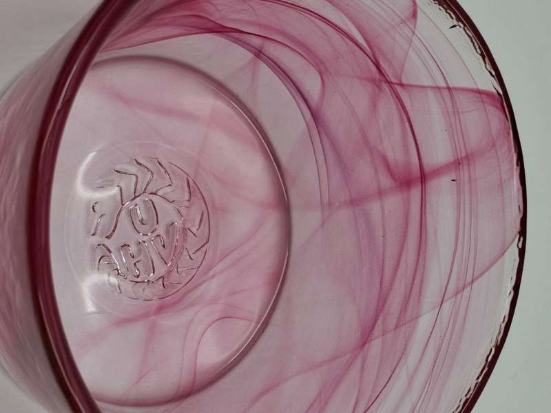Vintage 1970's Kosta Boda Swirl Pink Glass Bowl handmade in Sweden by famous Ulrica Hydman Vallien