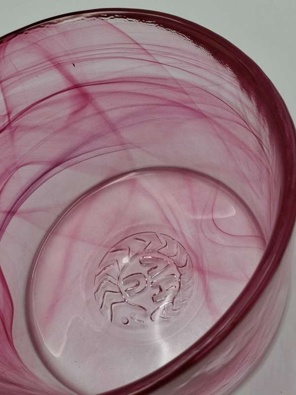 Vintage 1970's Kosta Boda Swirl Pink Glass Bowl handmade in Sweden by famous Ulrica Hydman Vallien