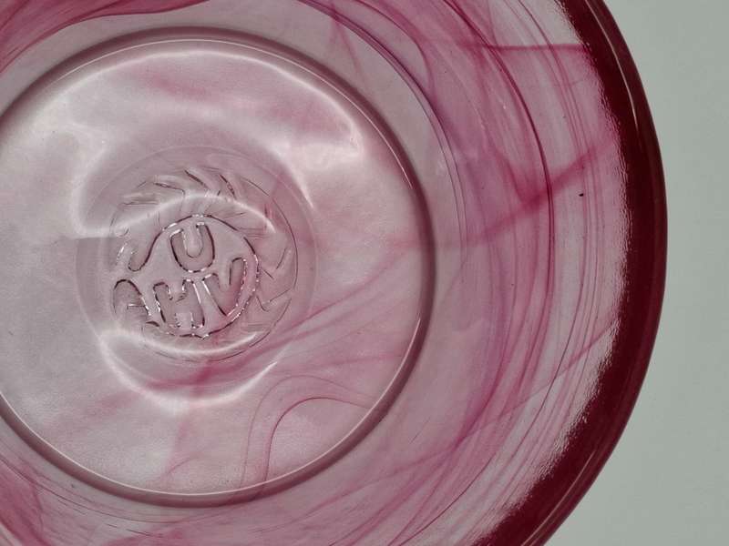 Vintage 1970's Kosta Boda Swirl Pink Glass Bowl handmade in Sweden by famous Ulrica Hydman Vallien