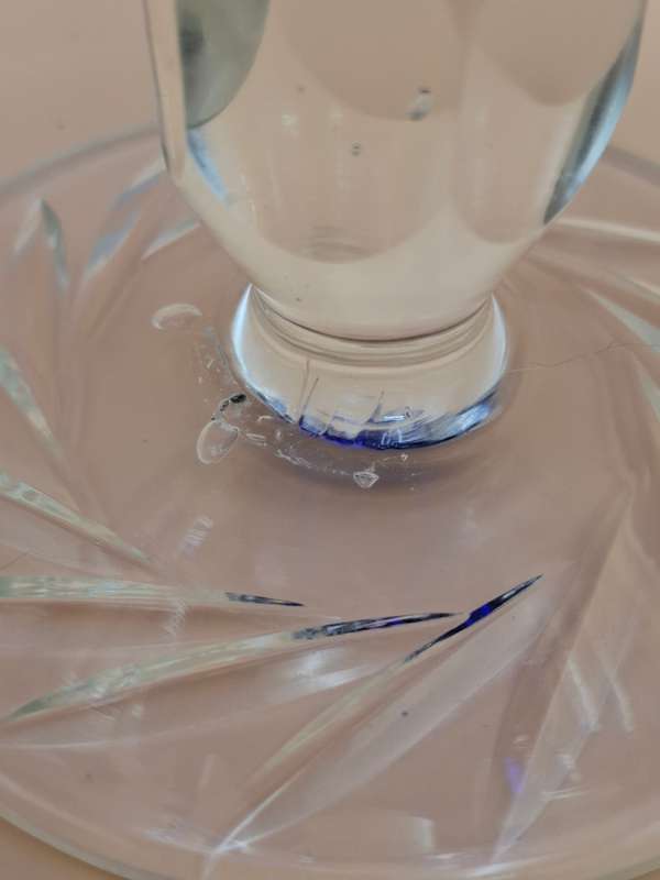 Vintage Bohemian Cobalt Blue Overlay Heavy Cut Footed Crystal Vase / Bowl - stunning - 24cm high