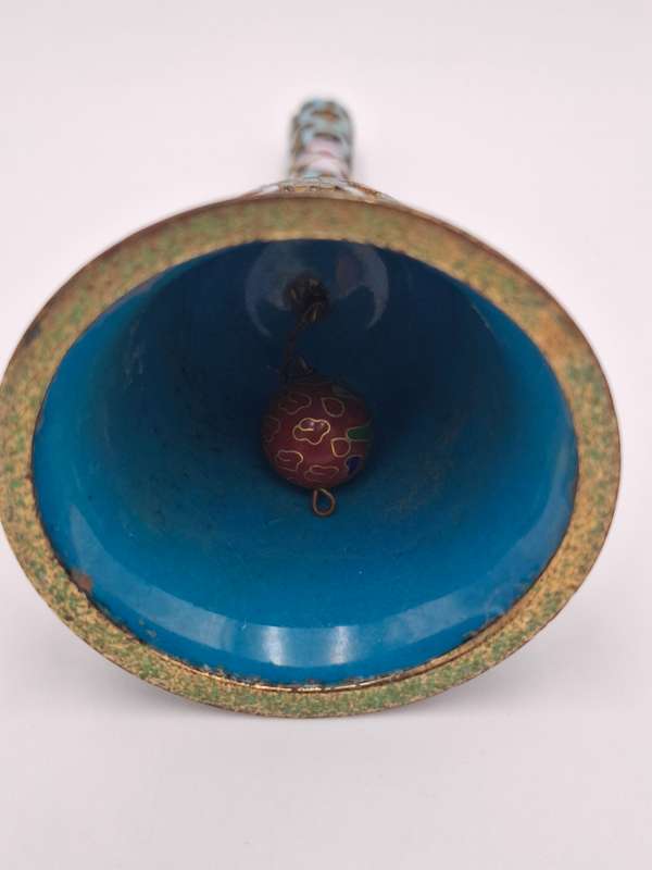 Vintage Relief Cloisanne Dinner Bell - Great Workmanship - 11.5cm H - has the Original Bell Clapper