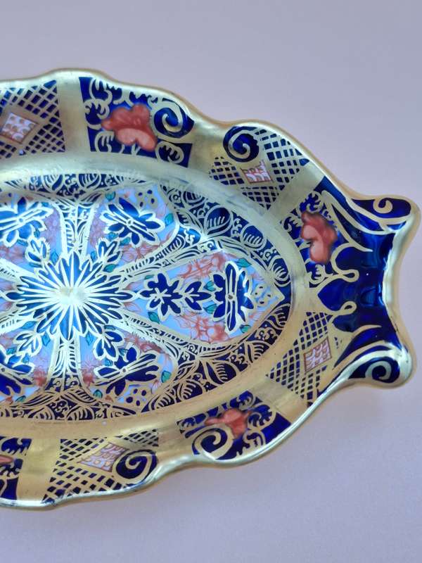 Vintage Royal Crown Derby Old Bone China - Oval Pin Dish