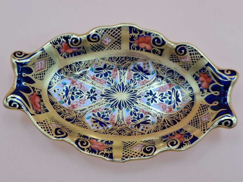 Vintage Royal Crown Derby Old Bone China - Oval Pin Dish