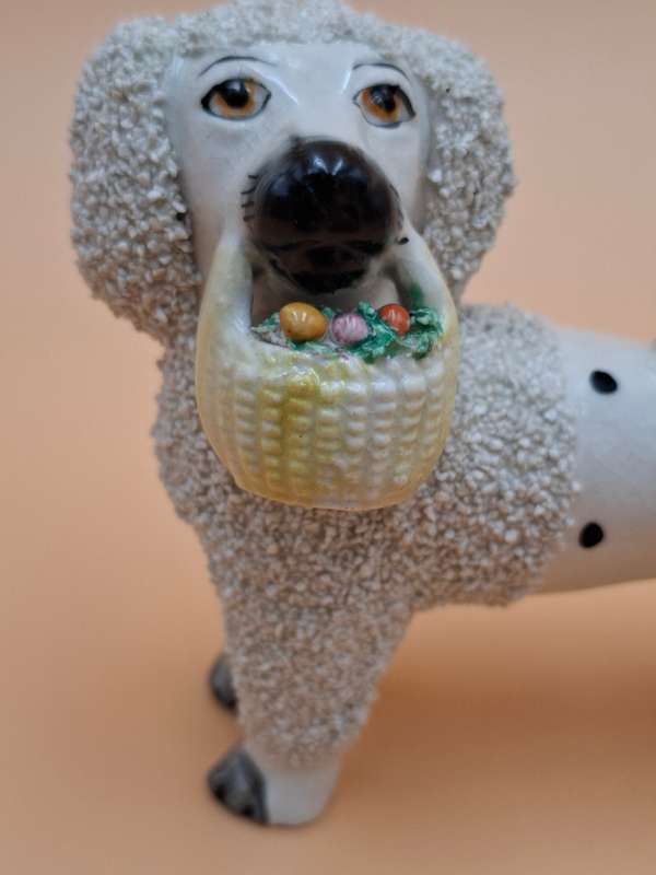 Antique Old Staffordshire Ware Confetti Spaniel Dog Pair figurines