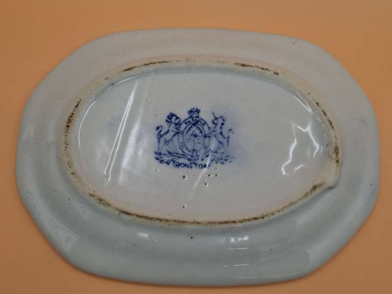 Vintage Victorian Ironstone Blue & White Tureen Dish with Lid & Serving Plate