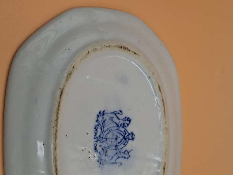 Vintage Victorian Ironstone Blue & White Tureen Dish with Lid & Serving Plate