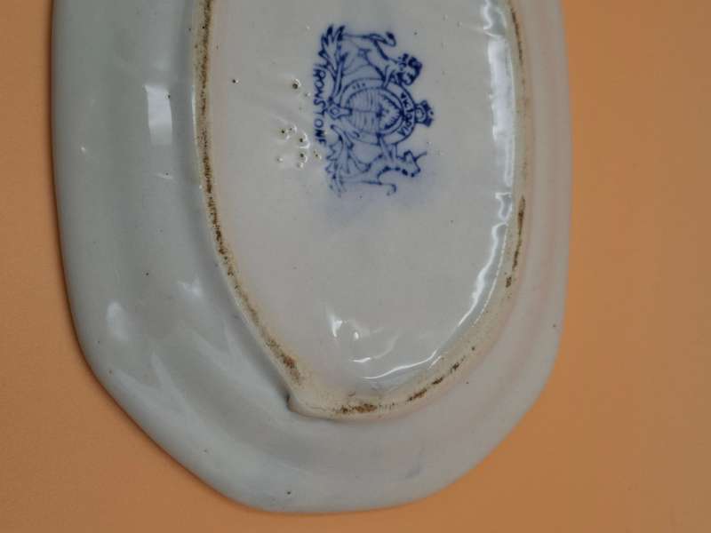 Vintage Victorian Ironstone Blue & White Tureen Dish with Lid & Serving Plate
