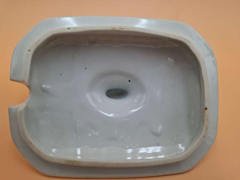 Vintage Victorian Ironstone Blue & White Tureen Dish with Lid & Serving Plate