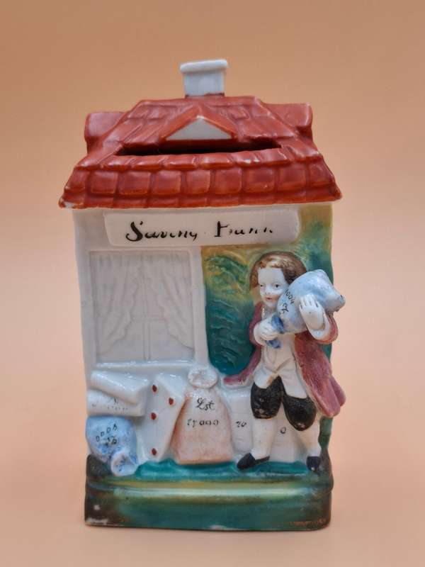 Vintage Ceramic Miniature Building - Savings Bank - Collectable
