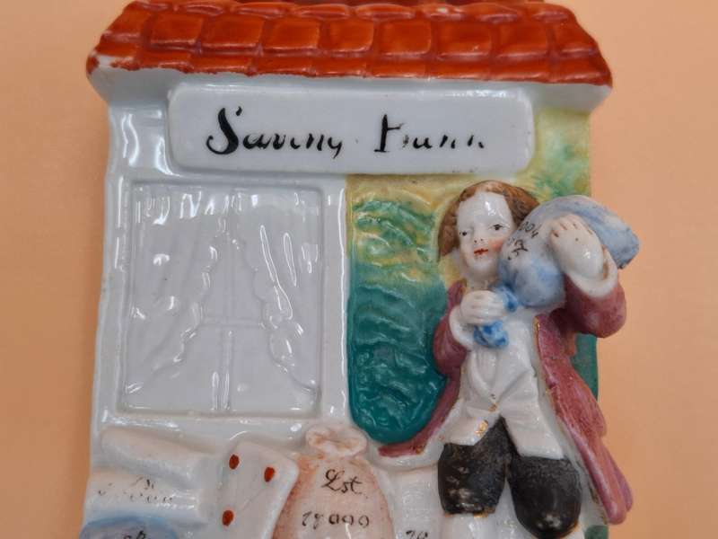 Vintage Ceramic Miniature Building - Savings Bank - Collectable