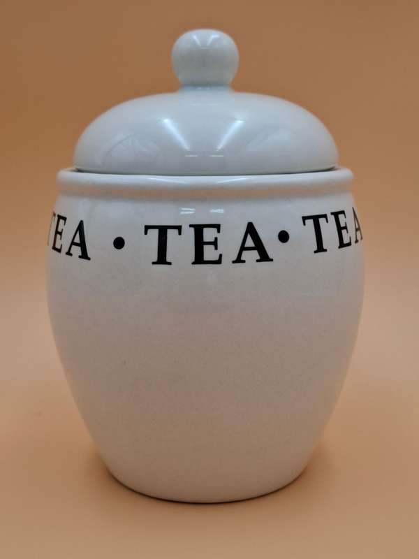 Vintage Porcelain Tea Caddy Storage Jar - White with lid in excellent condition
