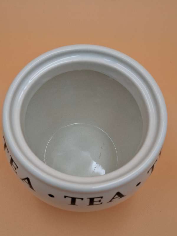 Vintage Porcelain Tea Caddy Storage Jar - White with lid in excellent condition