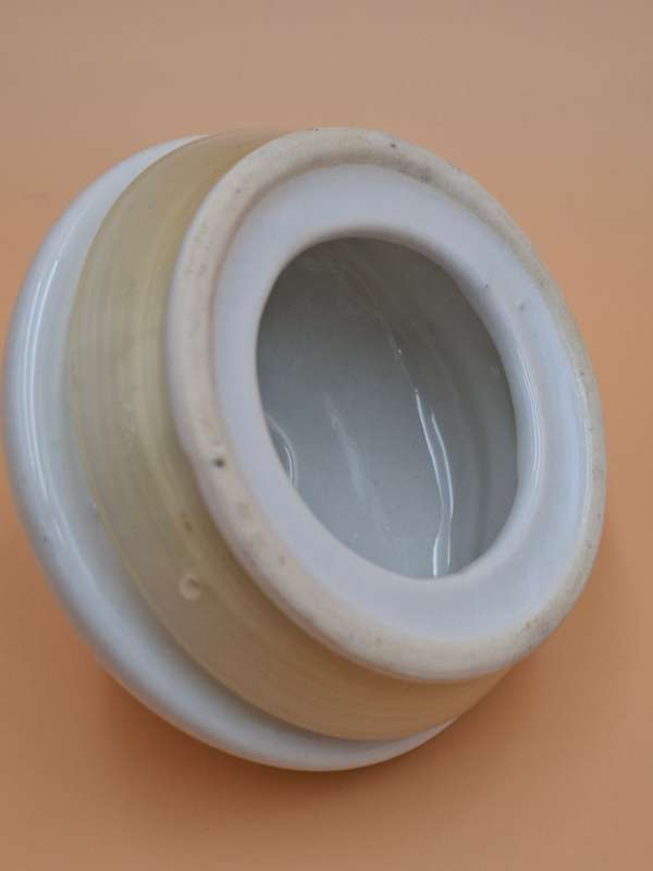 Vintage Porcelain Tea Caddy Storage Jar - White with lid in excellent condition