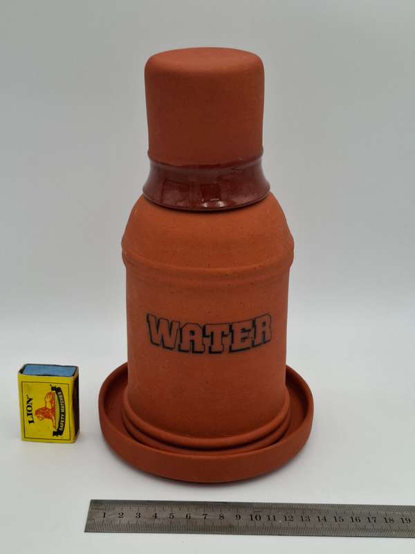 Terracotta Water Jug with Cup & Drip Tray - A Rustic match