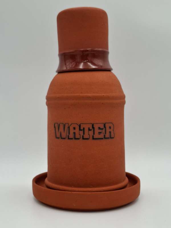 Terracotta Water Jug with Cup & Drip Tray - A Rustic match