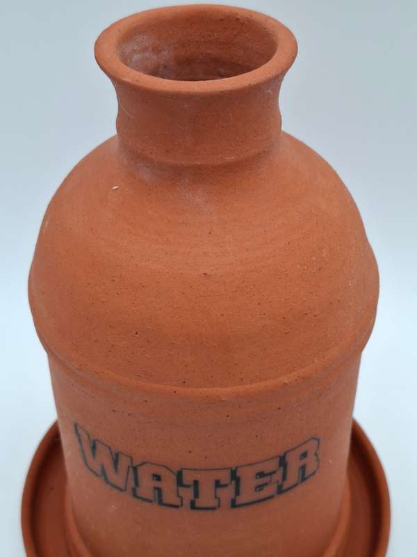 Terracotta Water Jug with Cup & Drip Tray - A Rustic match
