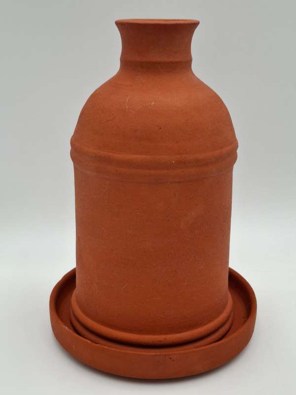Terracotta Water Jug with Cup & Drip Tray - A Rustic match